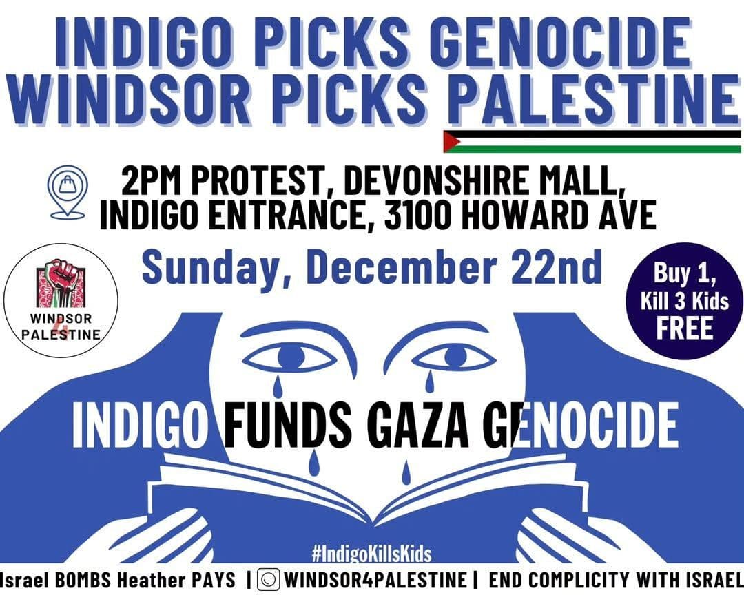 INDIGO PICKS GENOCIDE WINDSOR PICKS PALESTINE