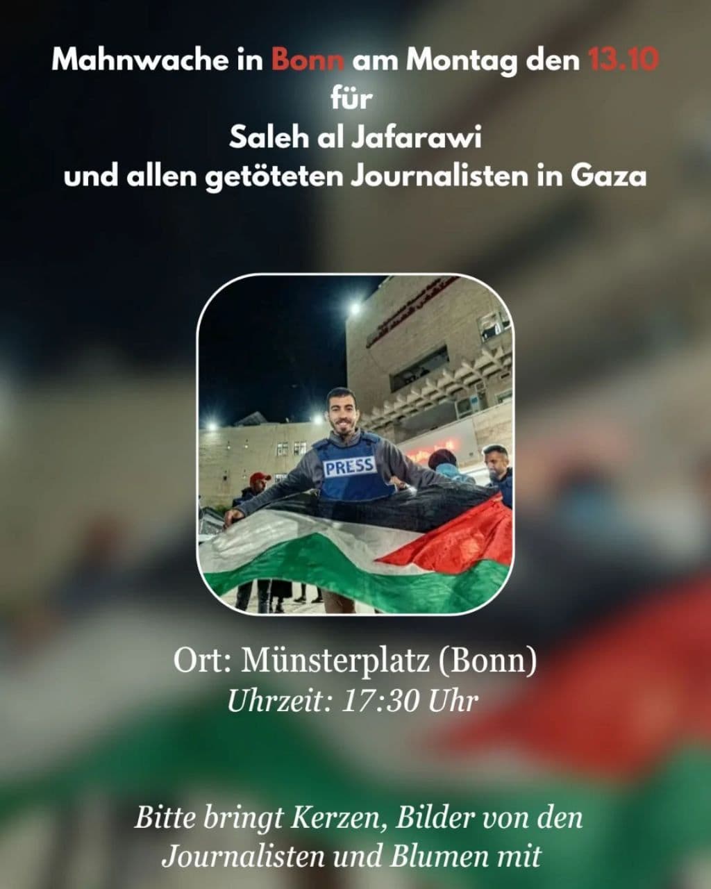 für Saleh al Jafarawi und allen getöteten Journalisten in Gaza