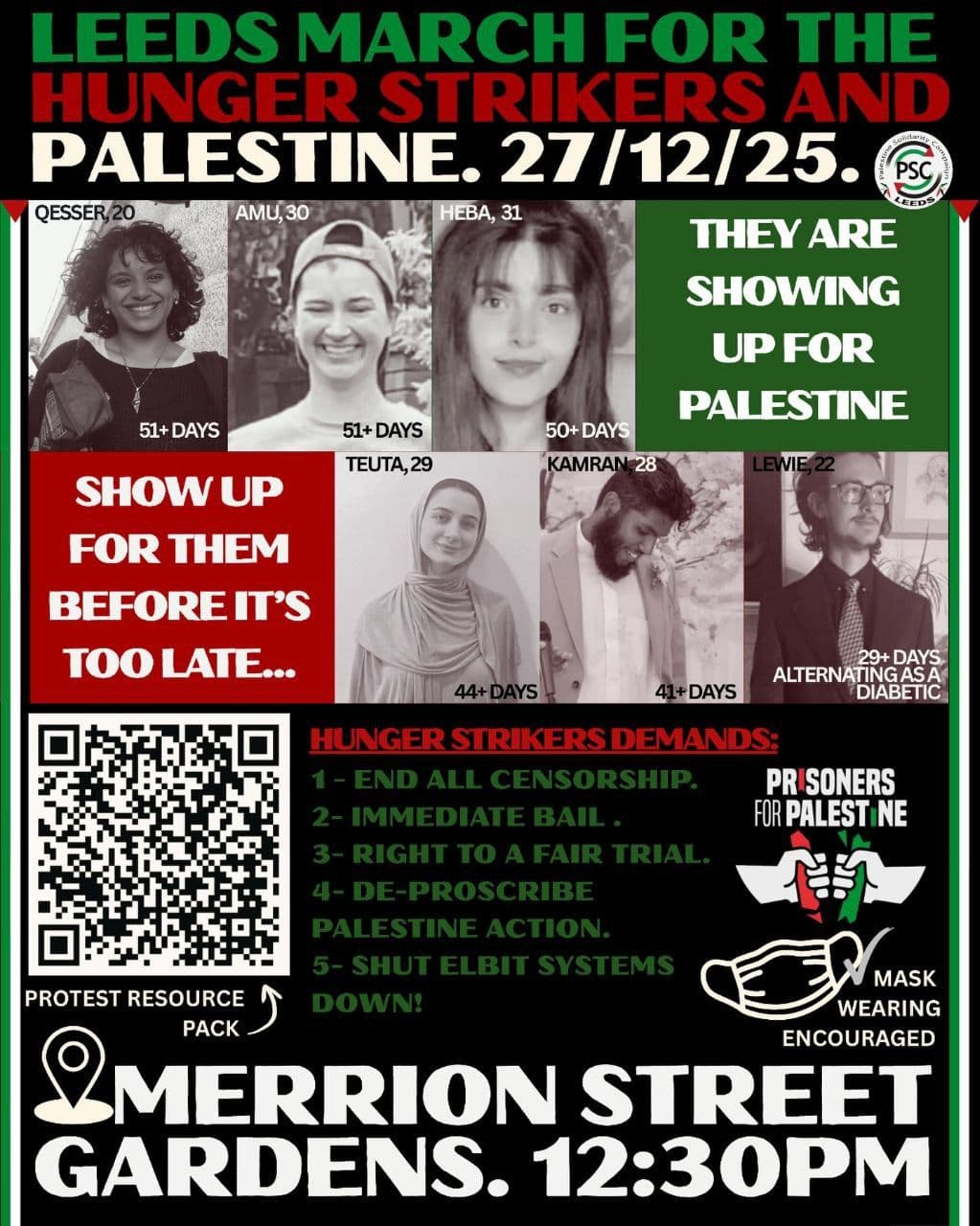 LEEDS MARCH FOR THE HUNGER STRIKERS AND PALESTINE