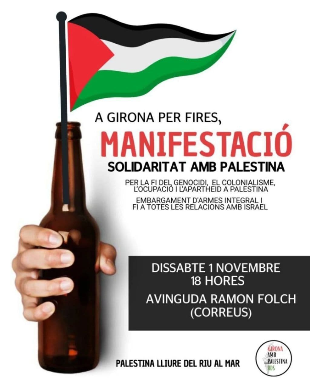A GIRONA PER FIRES, MANIFESTACIÓ SOLIDARITAT AMB PALESTINA