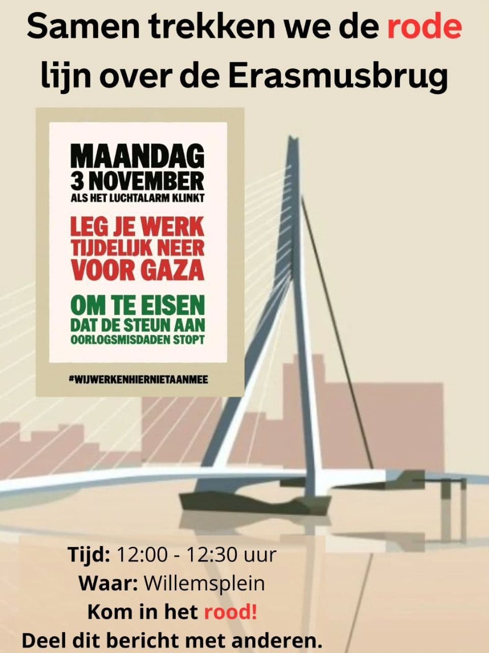 Samen trekken we de rode lijn over de Erasmusbrug