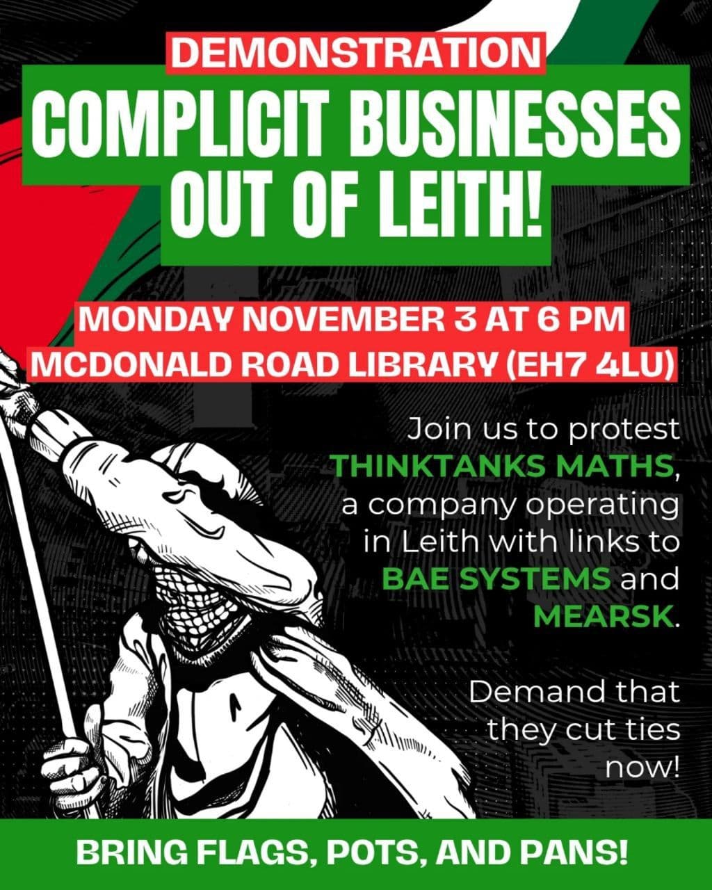COMPLICIT BUSINESSES OUT OF LEITH!