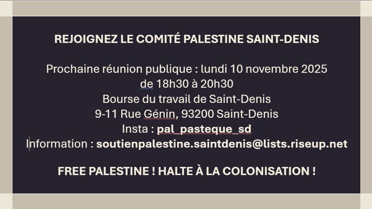 REJOIGNEZ LE COMITÉ PALESTINE SAINT-DENIS