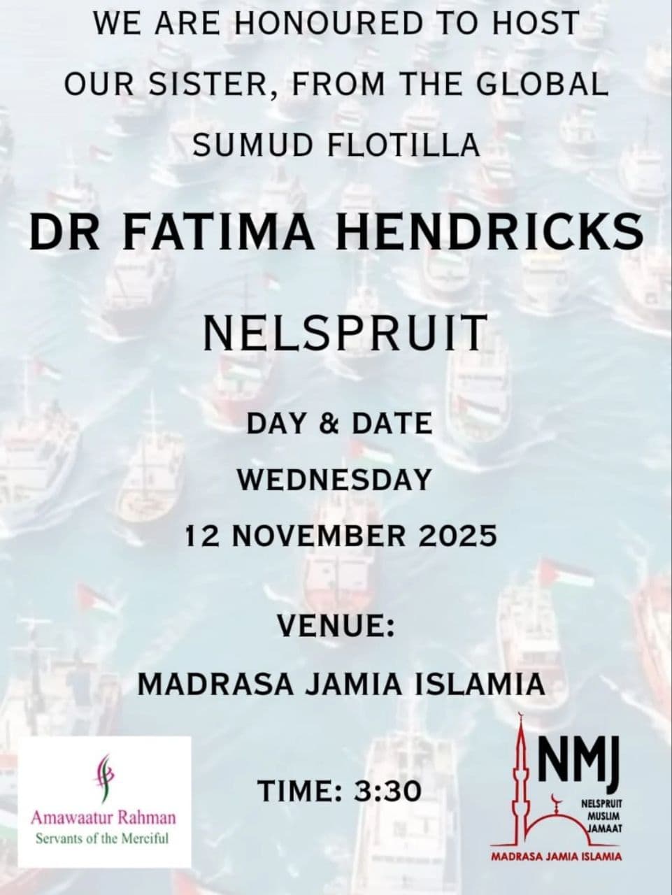 WE ARE HONOURED TO HOST OUR SISTER, FROM THE GLOBAL SUMUD FLOTILLA