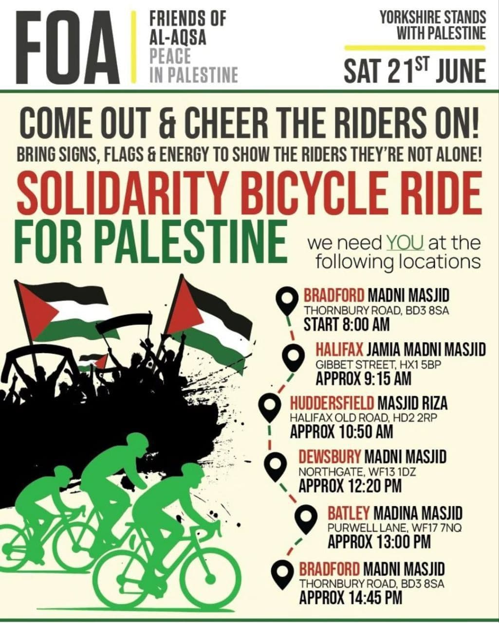 Yorkshire Solidarity Ride for Palestine