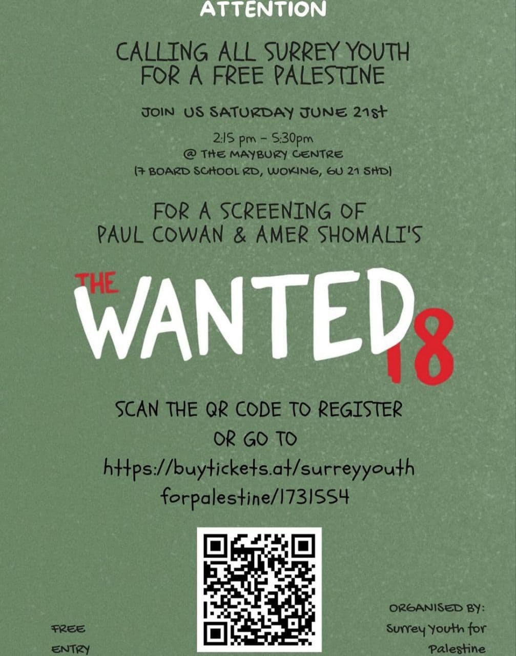 Call out for all Surrey youth for a free Palestine
