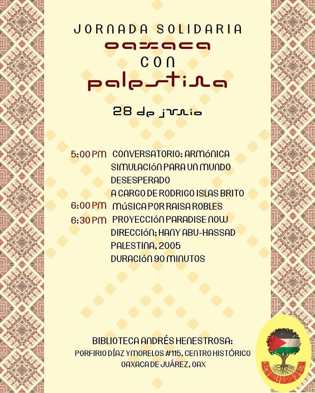 Próxima jornada en solidaridad con Palestina desde Oaxaca!