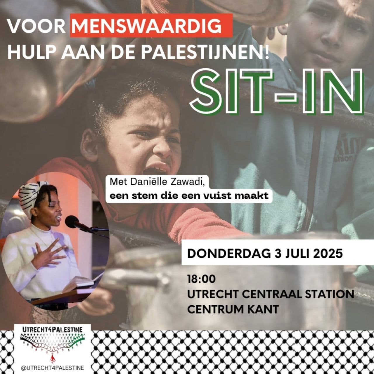 VOOR MENSWAARDIG HULP AAN DE PALESTIJNEN! SIT-IN