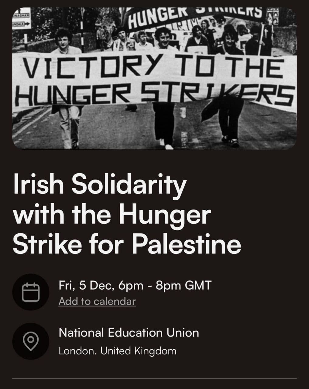 Irish Solidarity with the Hunger Strike for Palestine