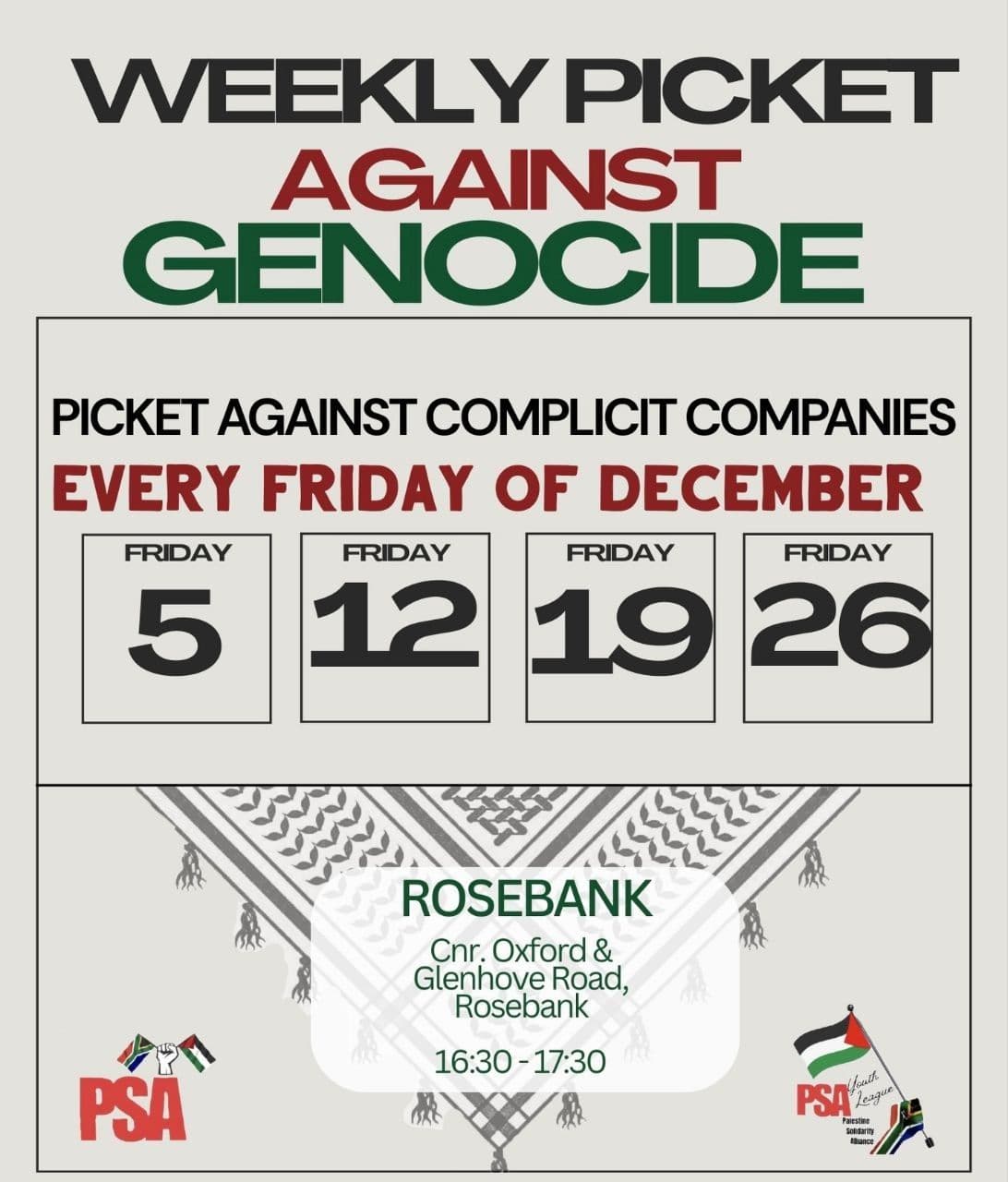 WEEKLY PICKET AGAINST GENOCIDE