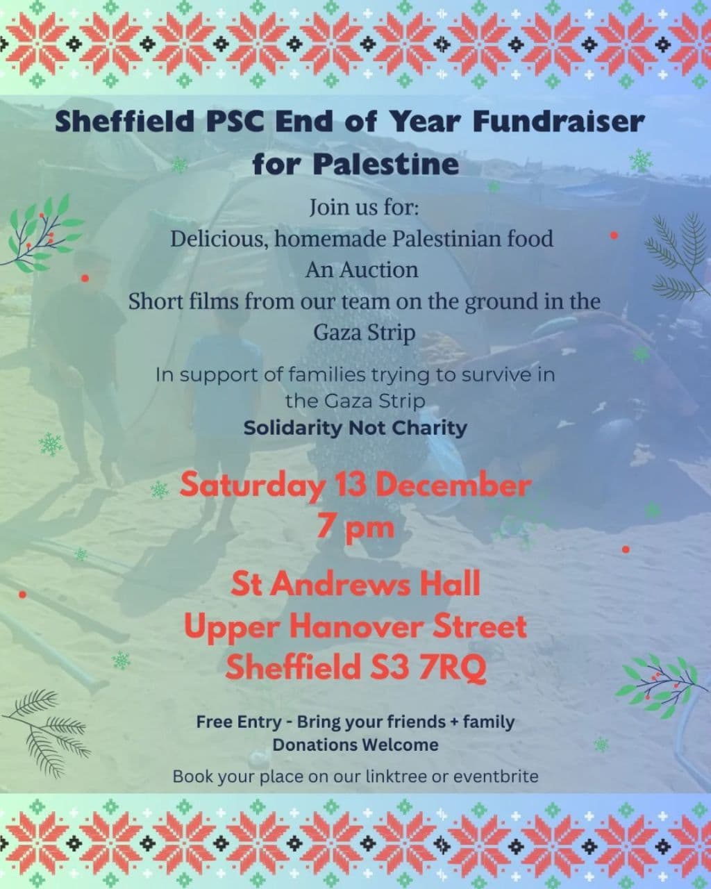 Sheffield PSC End of Year Fundraiser for Palestine