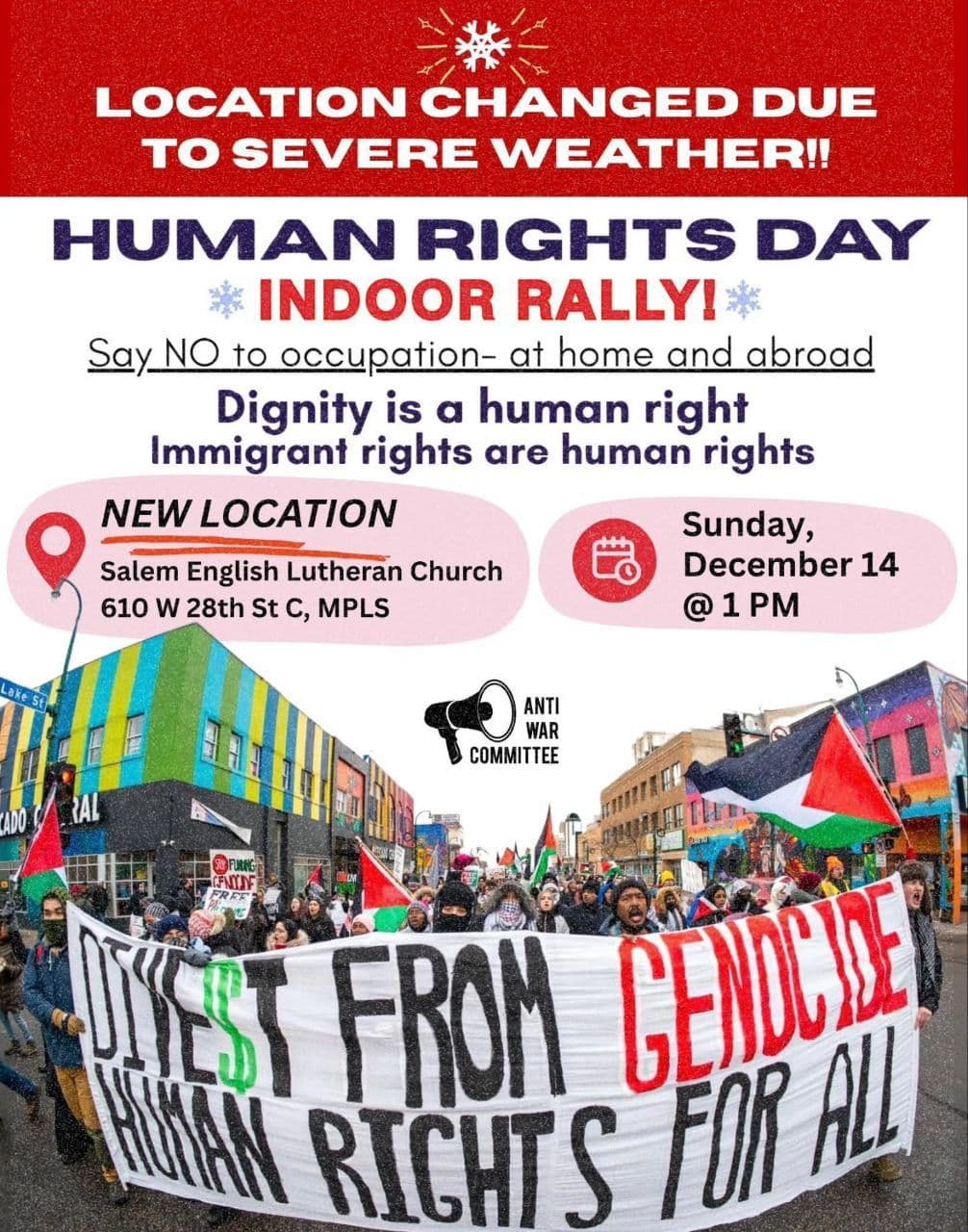 LOCATION CHANGED DUE TO SEVERE WEATHER!!