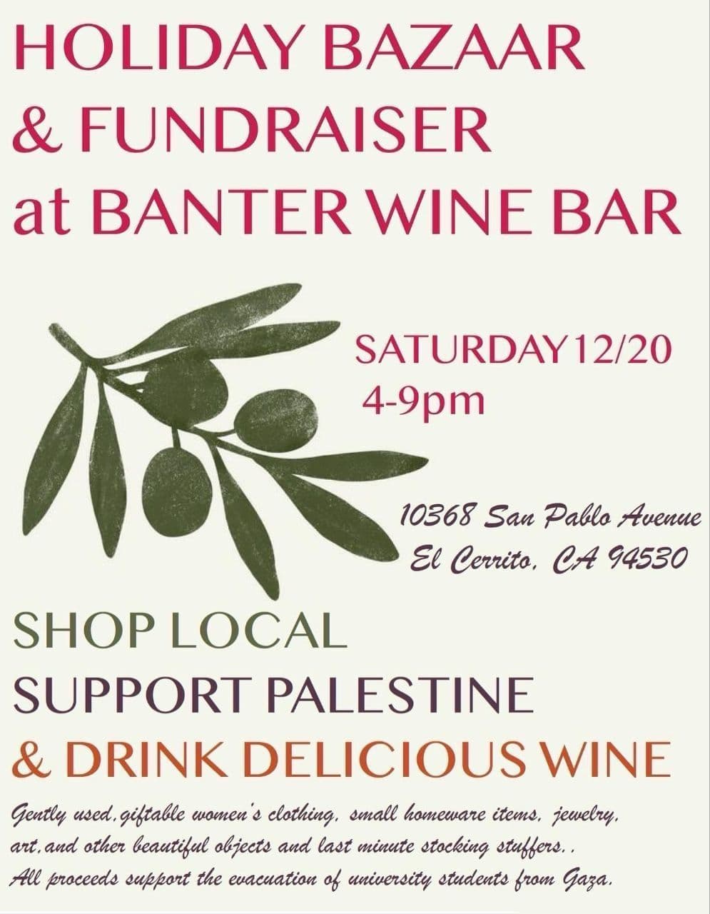 HOLIDAY BAZAAR & FUNDRAISER at BANTER WINE BAR