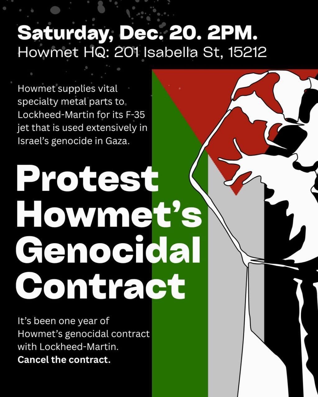 Protest Howmet's Genocidal Contract