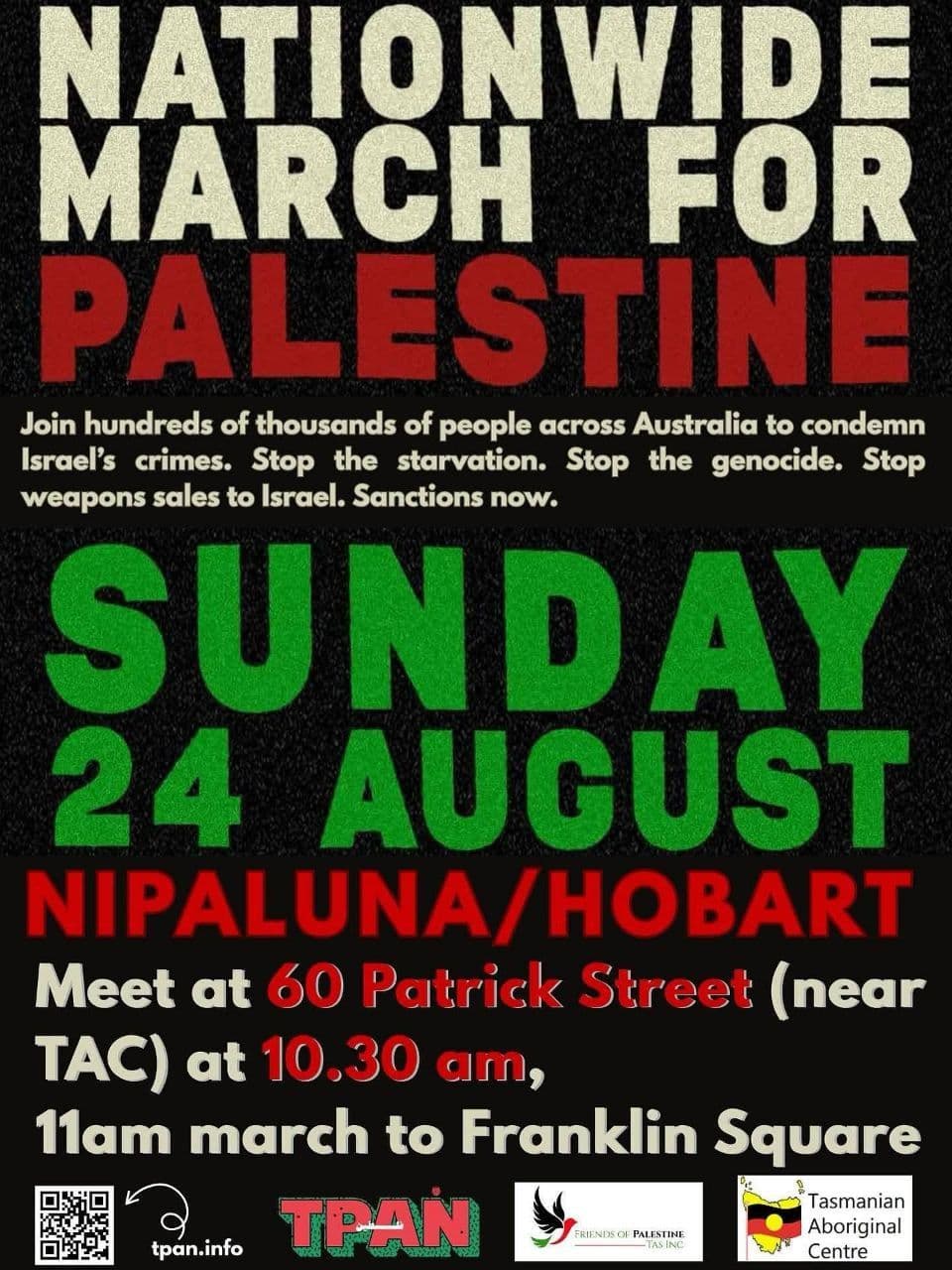 NATIONWIDE MARCH FOR PALESTINE (Hobart)