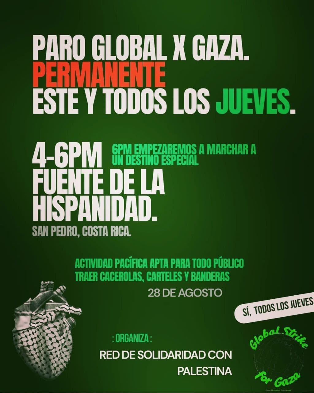 PARO GLOBAL X GAZA. PERMANENTE ESTE Y TODOS LOS JUEVES