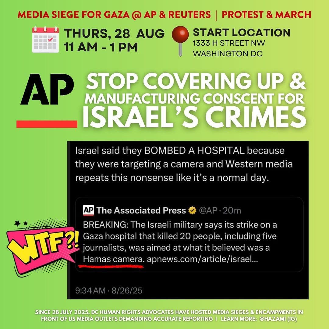 STOP COVERING UP & MANUFACTURING CONSCENT FOR ISRAEL'S CRIMES