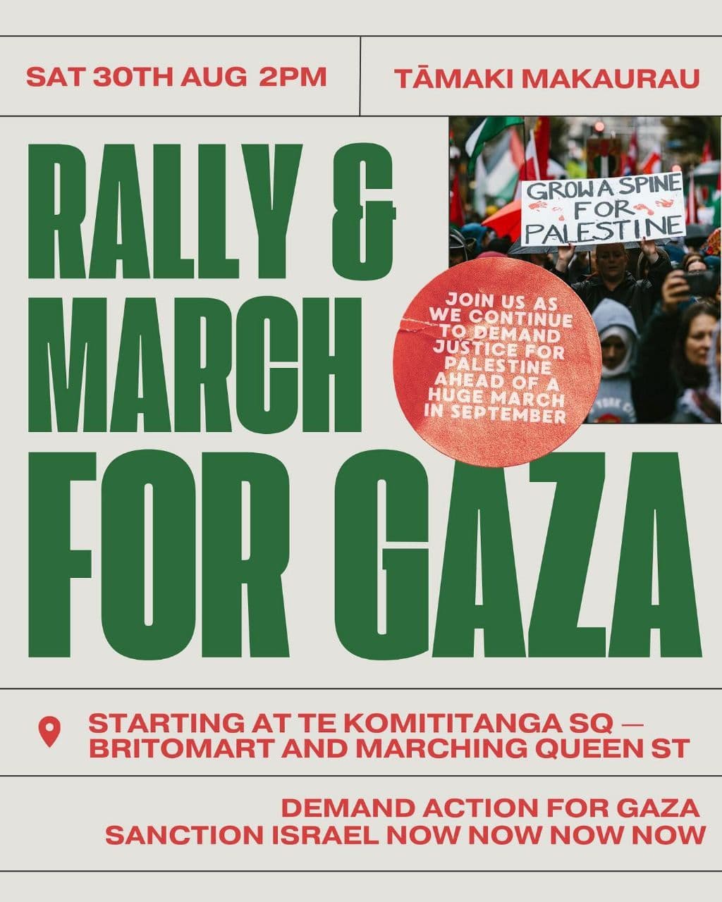 RALLY & MARCH FOR PALESTINE – TĀMAKI MAKAURAU 
