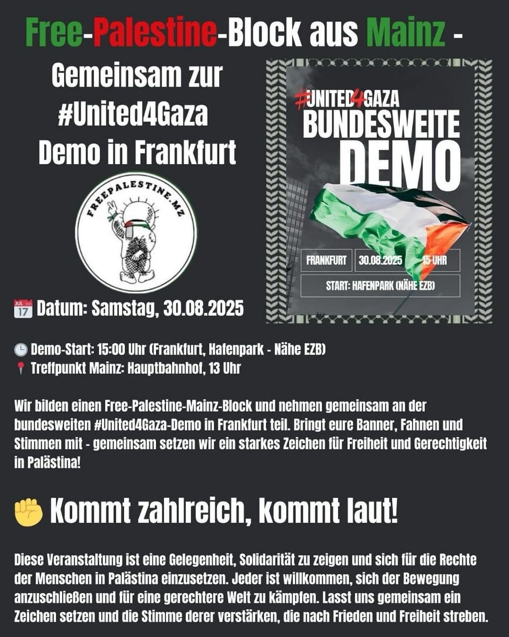 Free Palestine Block aus Mainz