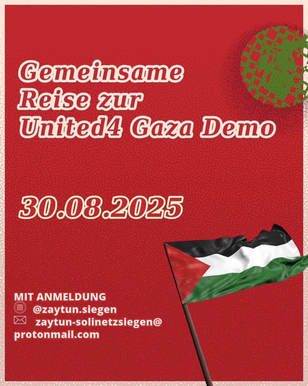 Gemeinsame Reise zur United4 Gaza Demo