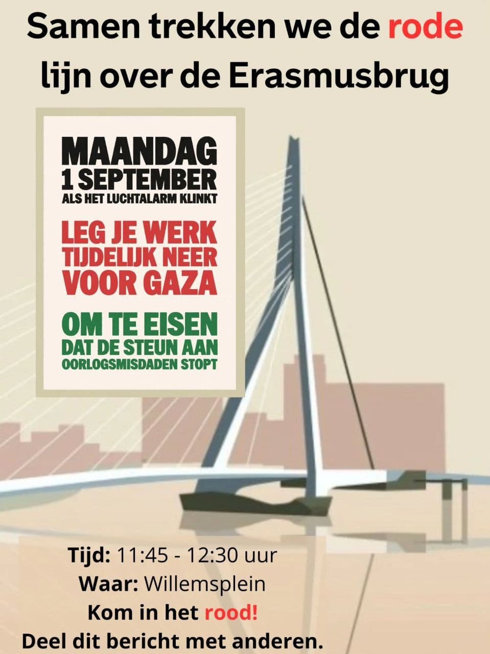 Samen trekken we de rode lijn over de Erasmusbrug