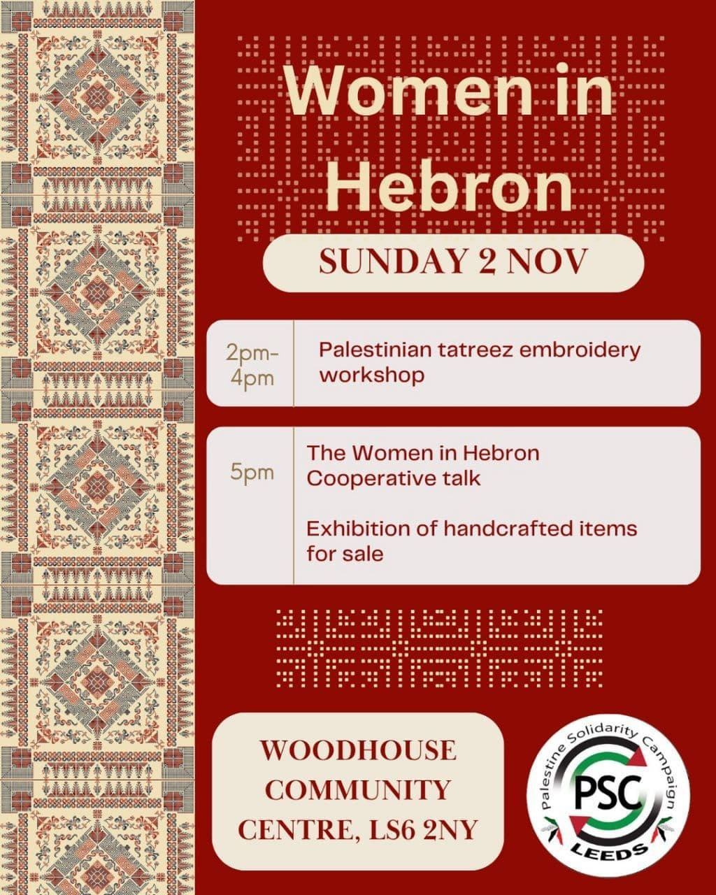 COME TO NAWAL’S TATREEZ WORKSHOP