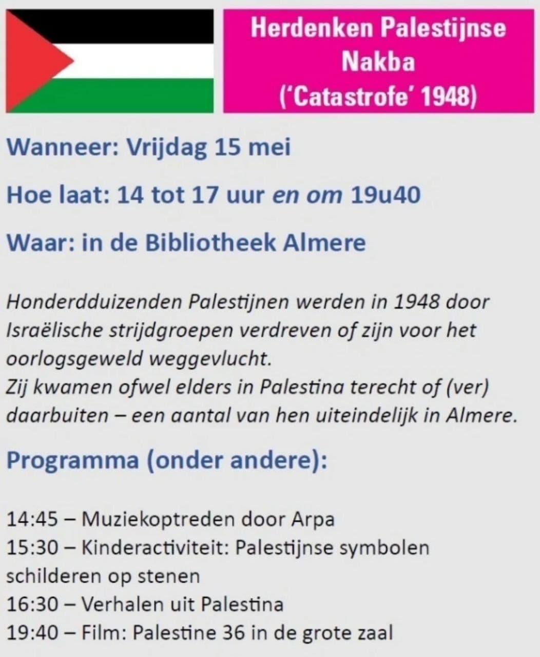 Herdenken Palestijnse Nakba
