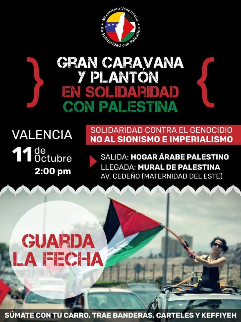 GRAN CARAVANA Y PLANTON EN SOLDARIDAD CON PALESTINA