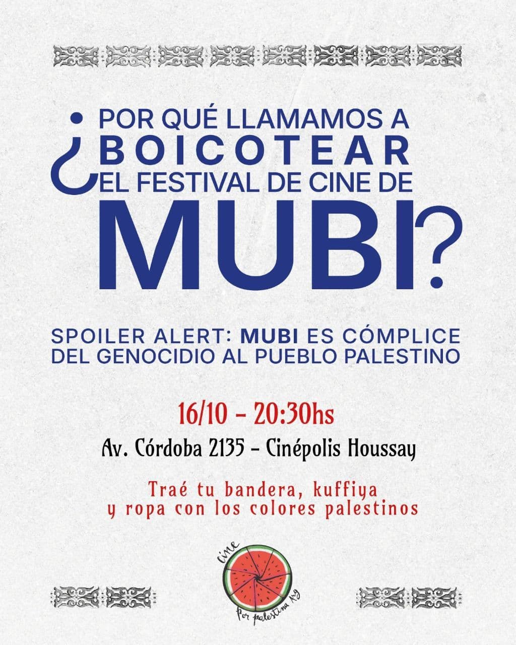 POR QUÉ LLAMAMOS A BOICOTEAR EL FESTIVAL DE CINE DE MUBI?