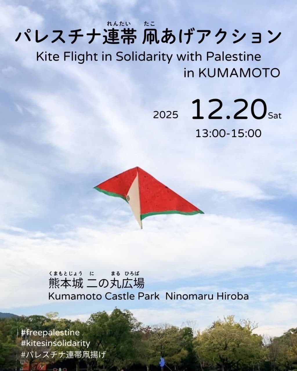 Kite Flight in Solidarity with Palestine in KUMAMOTO