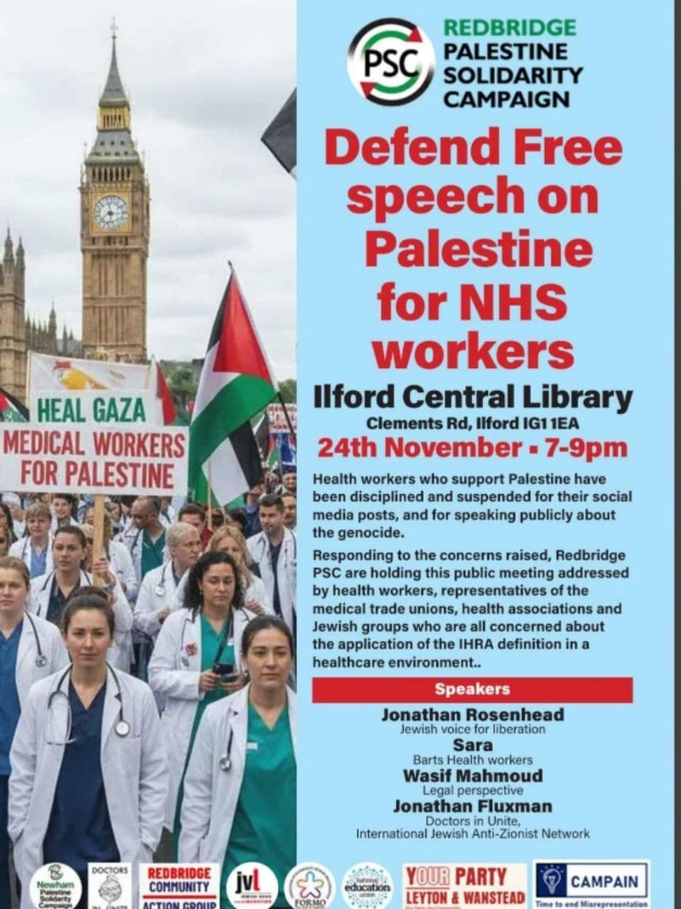 Defend Free speech on Palestine for NHS workers