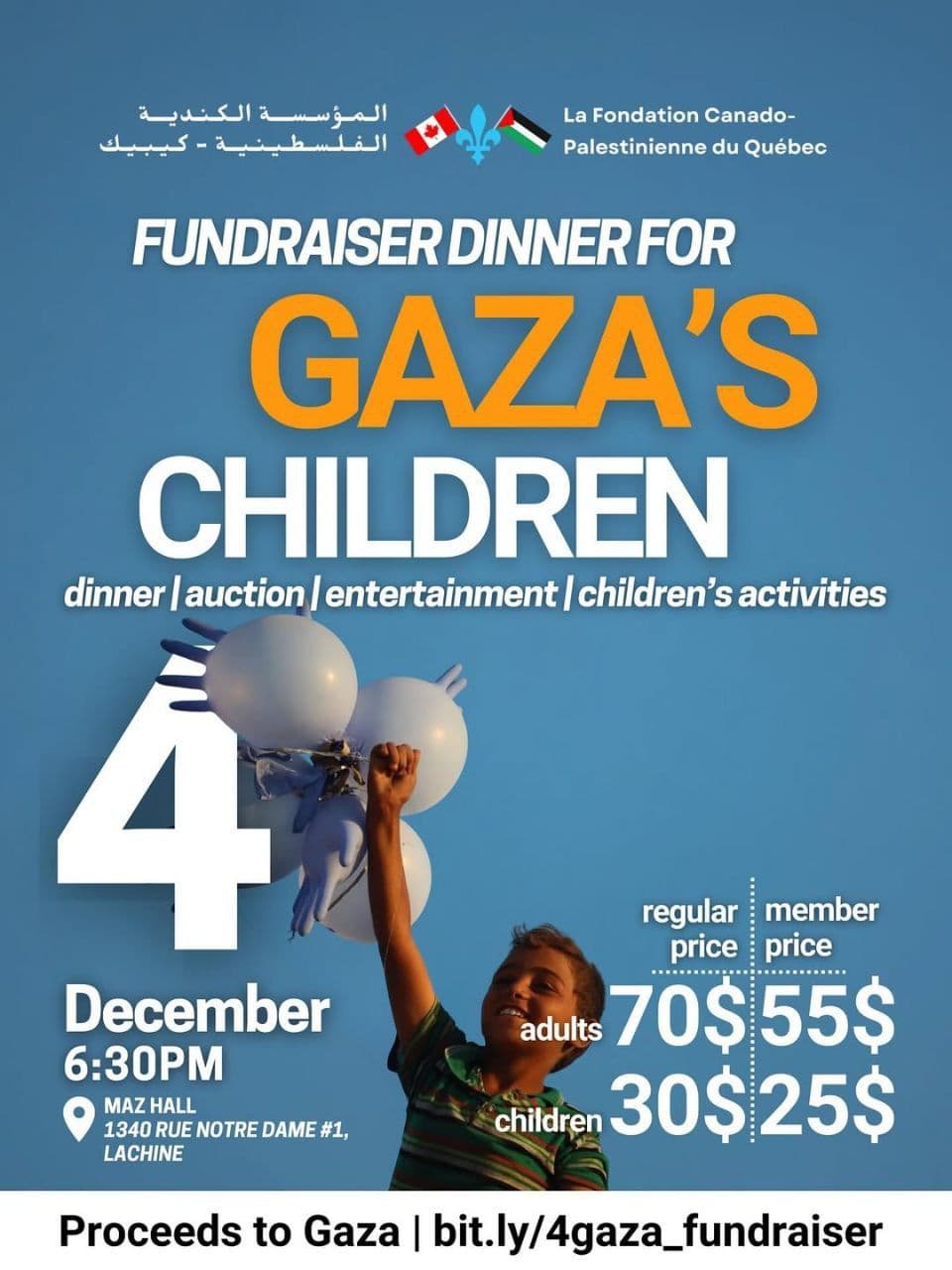 FUNDRAISER DINNER FOR GAZA'S CHILDREN