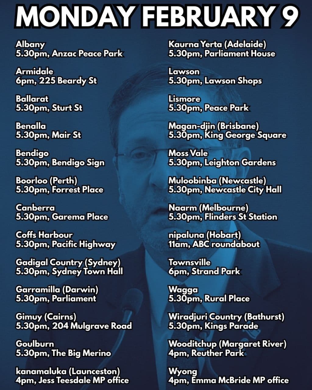 MONDAY FEBRUARY 9 / Bendigo