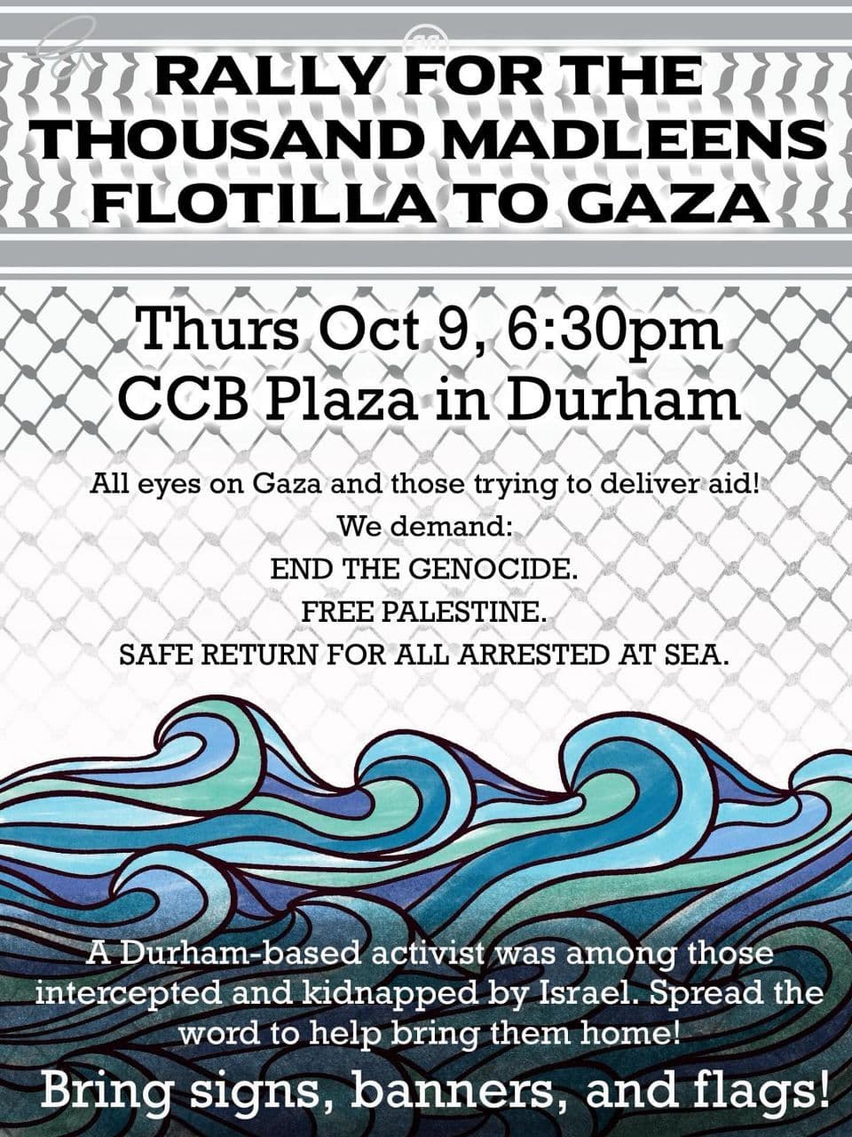 RALLY FOR THE THOUSAND MADLEENS FLOTILLA TO GAZA