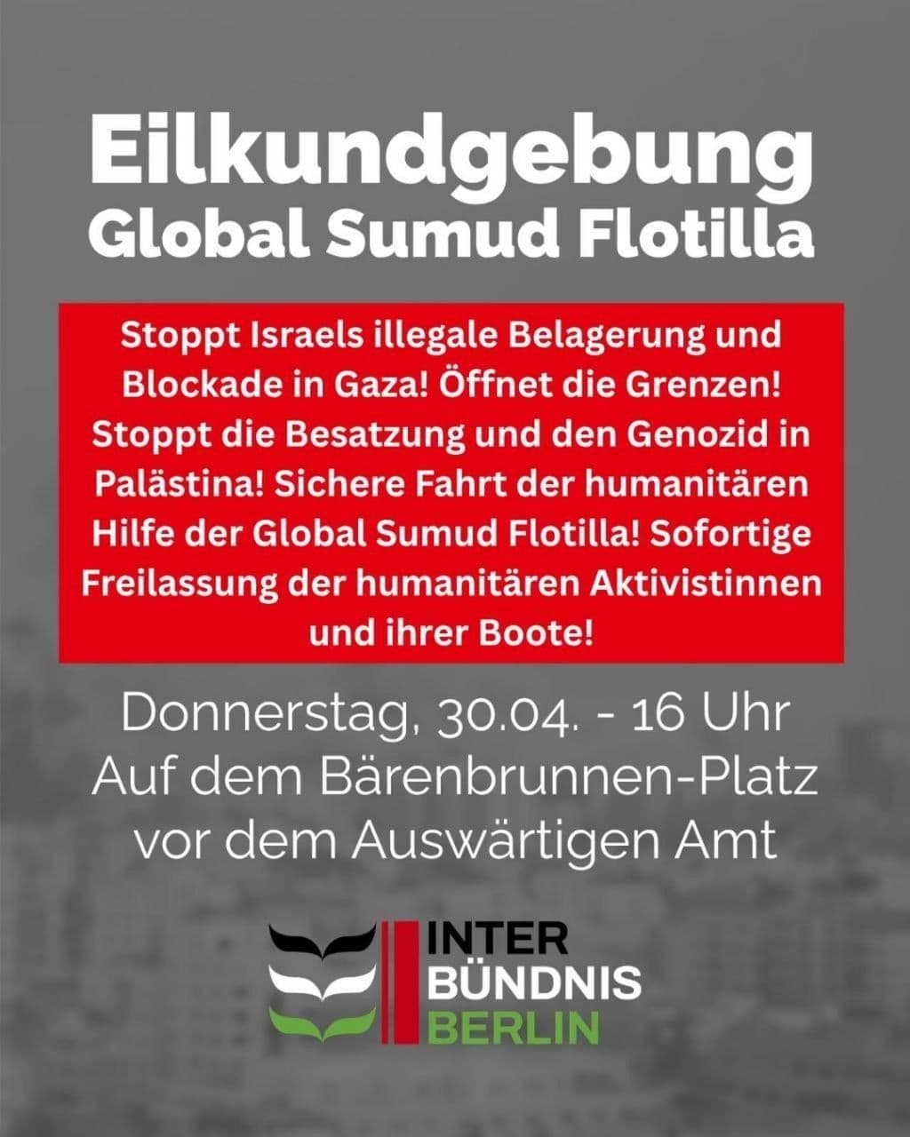 Eilkundgebung Global Sumud Flotilla