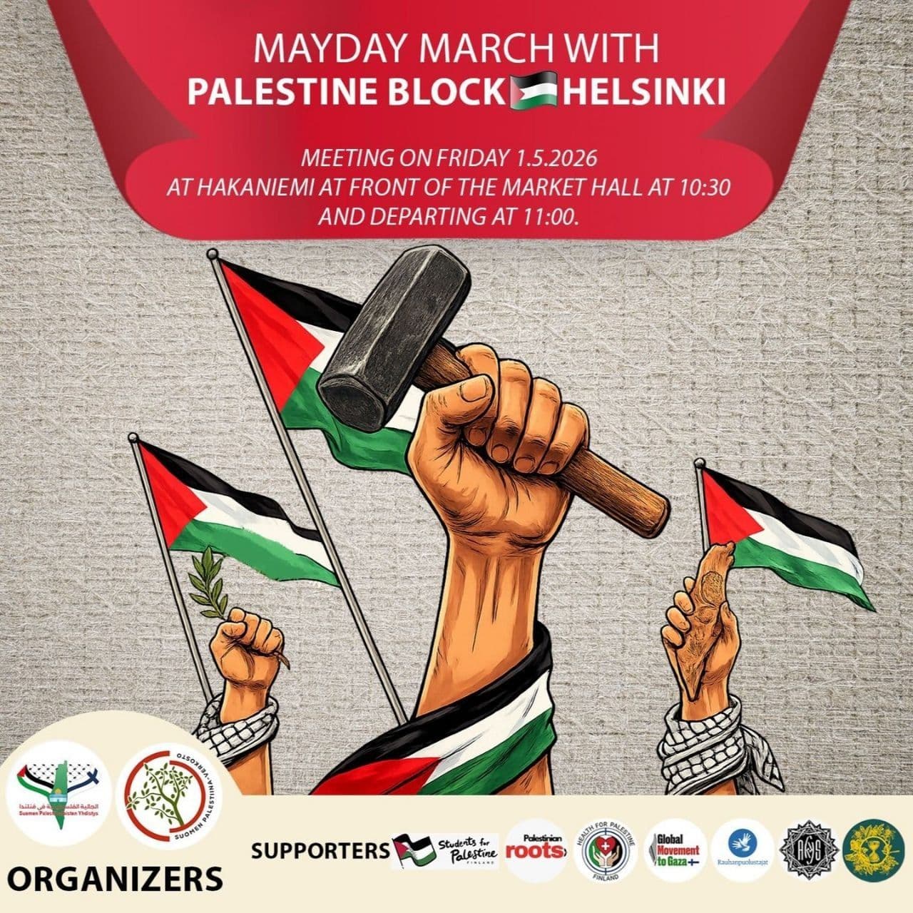 MAYDAY MARCH WITH PALESTINE BLOCK