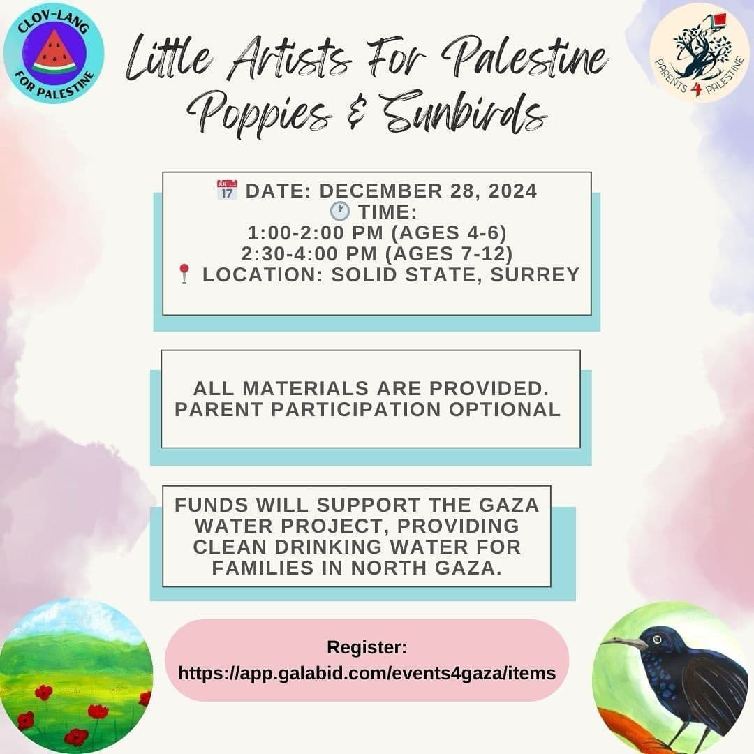 Little Artists For Palestine Poppies & Sunbirds