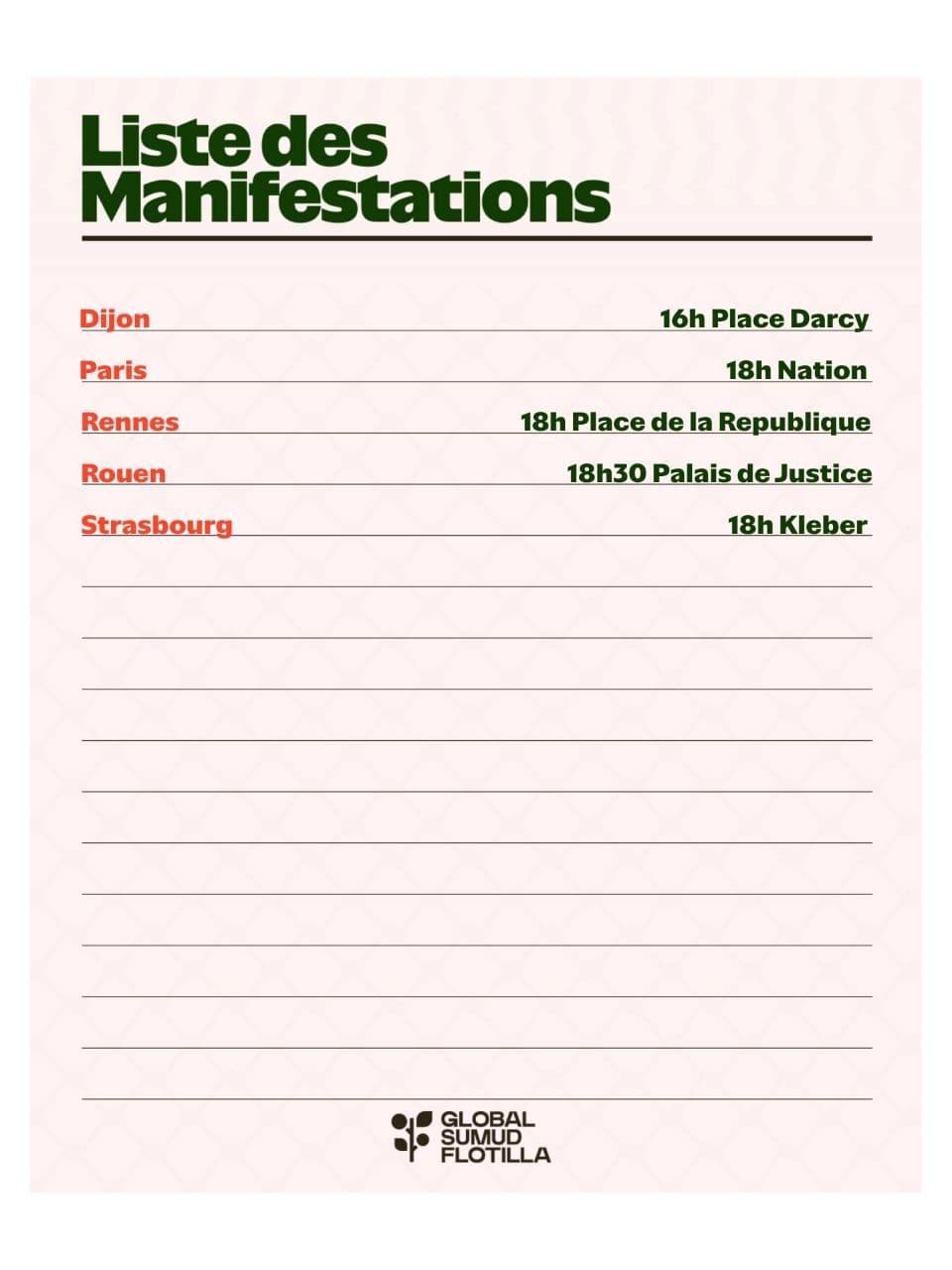 Liste des Manifestations / Rennes
