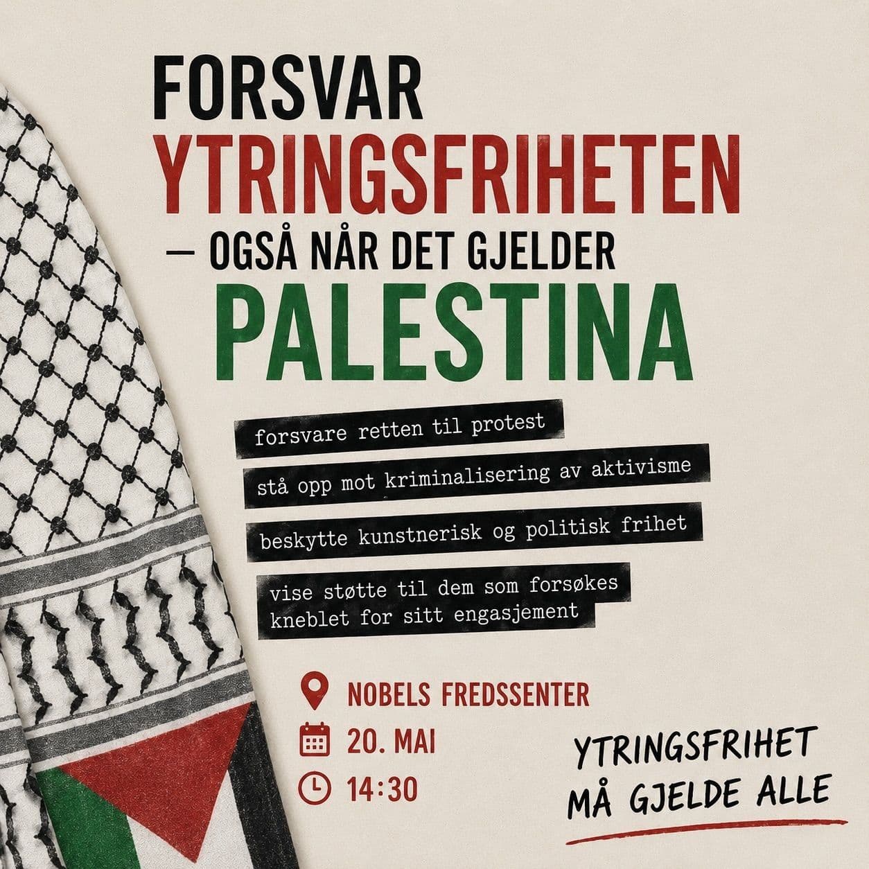 FORSVAR YTRINGSFRIHETEN PALESTINA