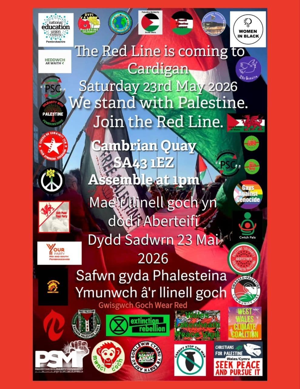 We stand with Palestine. Join the Red Line