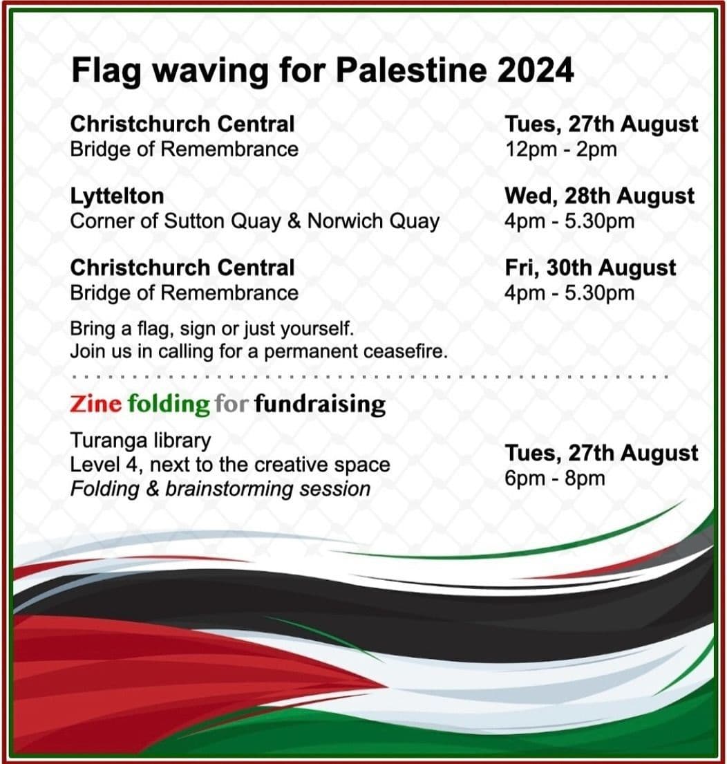 Flag waving for Palestine 2024 - Zine folding for fundraising