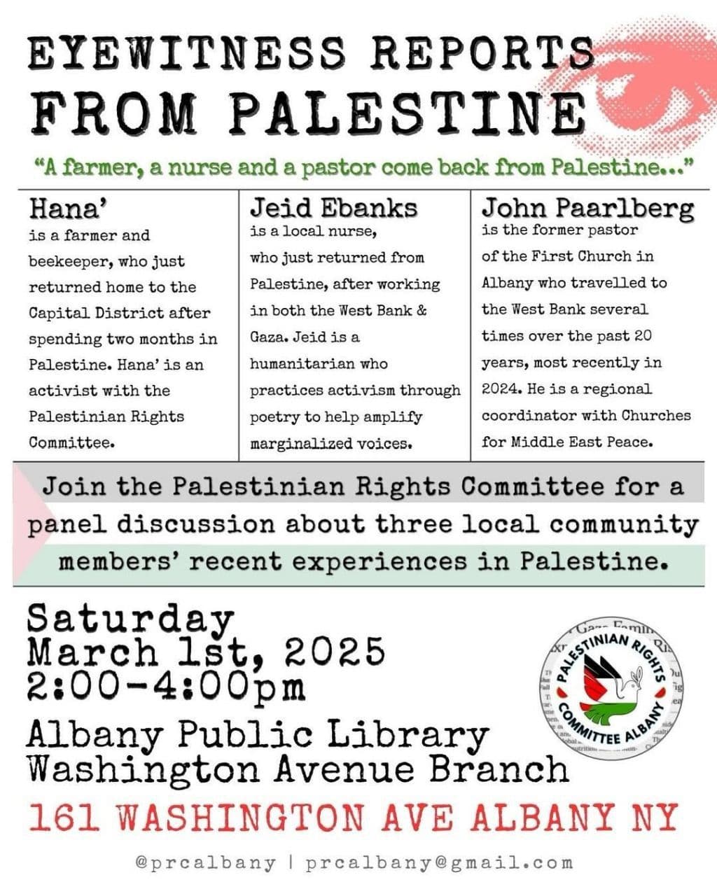 EYEWITNESS REPORTS FROM PALESTINE