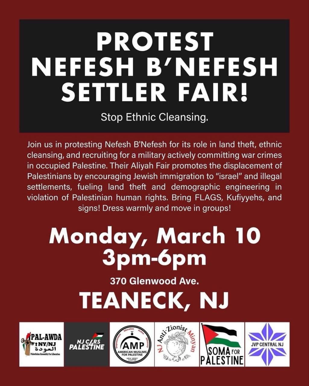 PROTEST NEFESH B'NEFESH SETTLER FAIR!