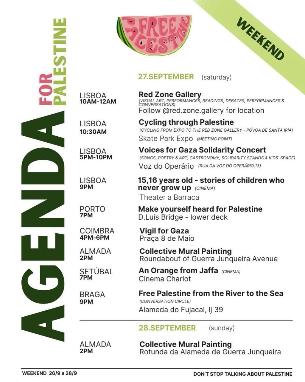 AGENDA For Palestine/ RUA DA VOZ DO OPERÁRIO, 13