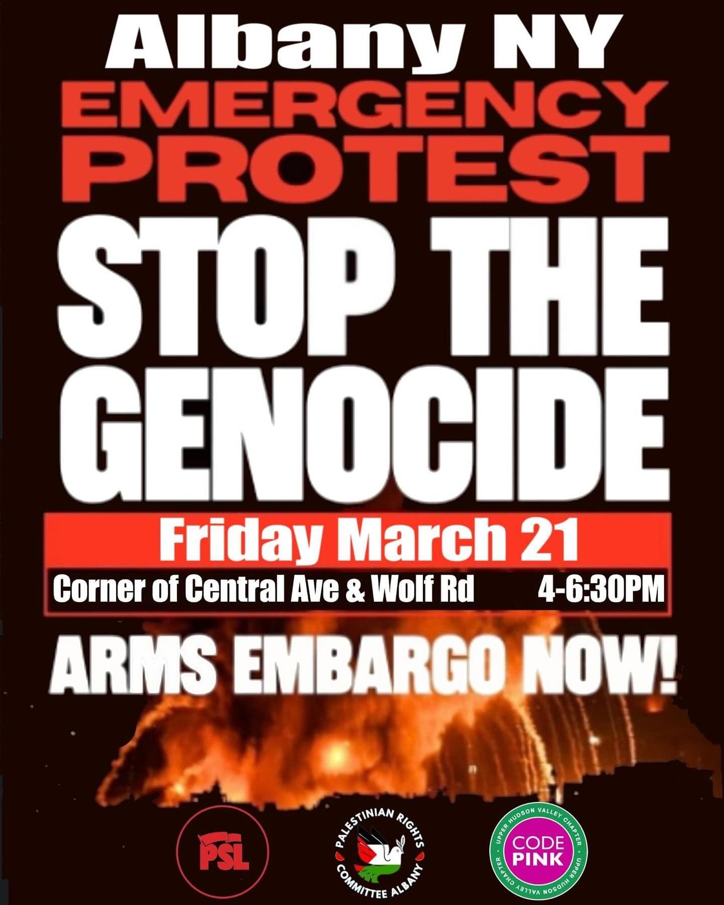 Albany NY EMERGENCY PROTEST STOP THE GENOCIDE
