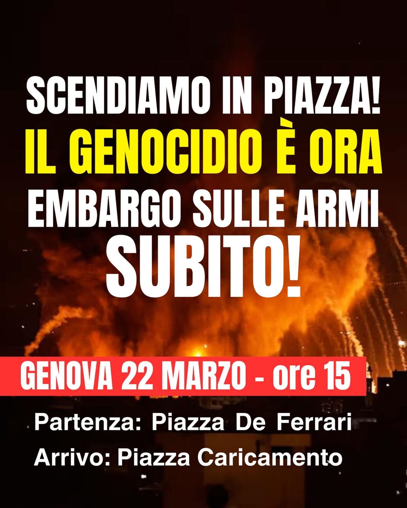 SCENDIAMO IN PIAZZA! IL GENOCIDIO È ORA EMBARGO SULLE ARMI SUBITO!