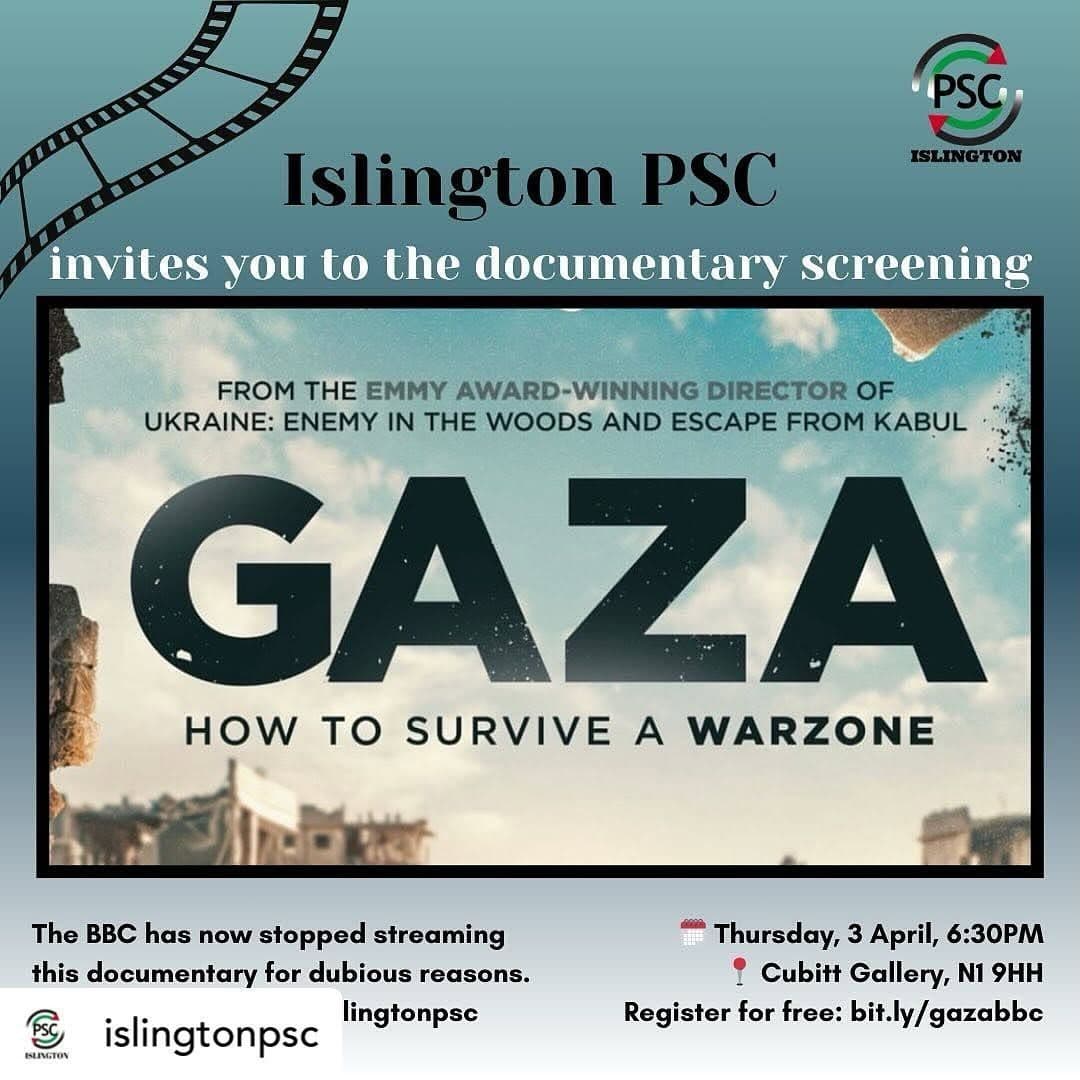 Islington PSC invites you to a screening of Gaza: How to Survive A Warzone