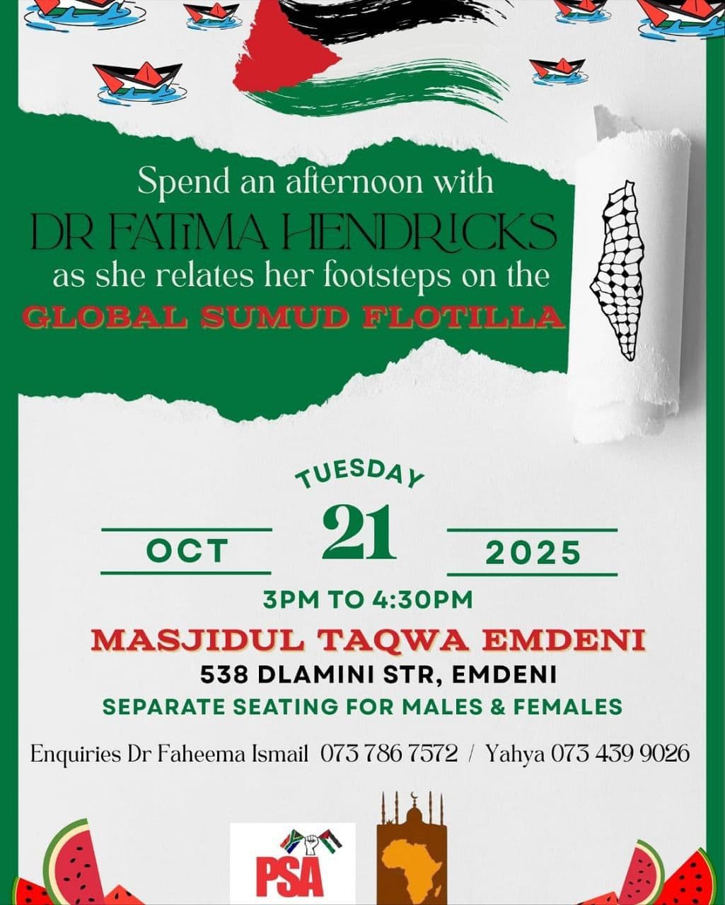 Spend an afternoon with DR FATIMA HENDRICKS