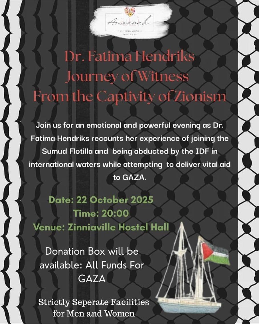 Dr. Fatima Hendriks Journey of Witness From the Captivity of Zionism
