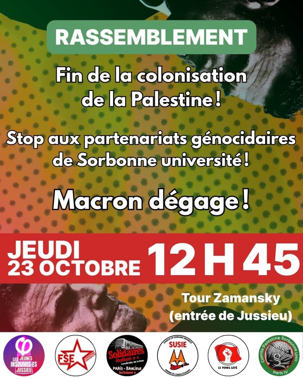 Fin de la colonisation de la Palestine!